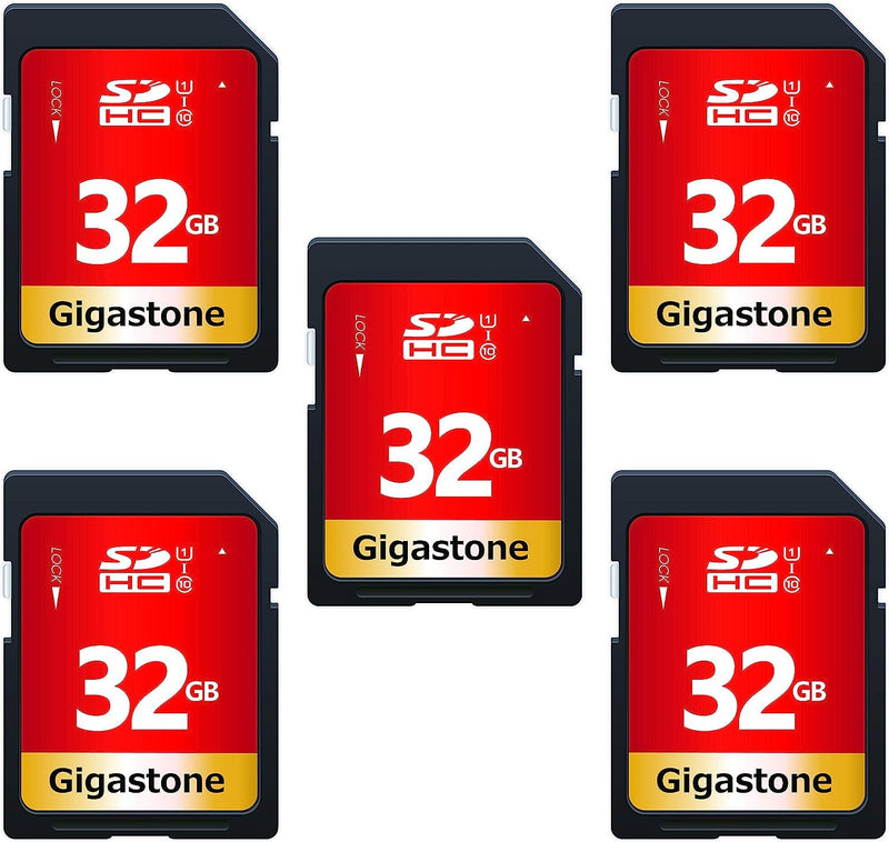  [AUSTRALIA] - Gigastone 32GB 5-Pack SD Card UHS-I U1 Class 10 SDHC Memory Card High-Speed Full HD Video Canon Nikon Sony Pentax Kodak Olympus Panasonic Digital Camera, with 5 Mini Cases SD 32GB U1 5-Pack