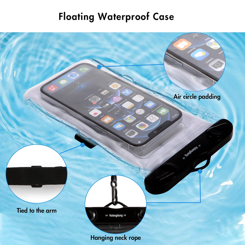  [AUSTRALIA] - Holengdung [2-Pack] Universal Floating Waterproof Phone Pouch Dry Bag for iPhone 13 12 11 Pro Max Mini Xs Max XR X 8 Plus, Galaxy S21 Ultra S21+ S21 S20 Ultra S20+ /Note20 Ultra 20 10+, Pixel up to 7" White+Black