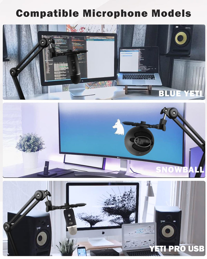  [AUSTRALIA] - Boseen Shock Mount Compatible With Blue Yeti, Blue Yeti Pro and Blue Snowball Microphones, Eliminates Noises and Vibration Black/Champagne