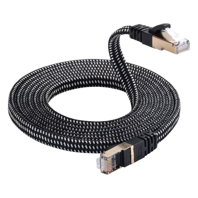  [AUSTRALIA] - DanYee Cat 8 Ethernet Cable, Nylon Braided 10ft High Speed Network Cable LAN Cable Wires CAT 8 RJ45 Ethernet Cable Cord 3ft 10ft 16ft 26ft 33ft 50ft 66ft 100ft (Black 10ft) for Printer Black
