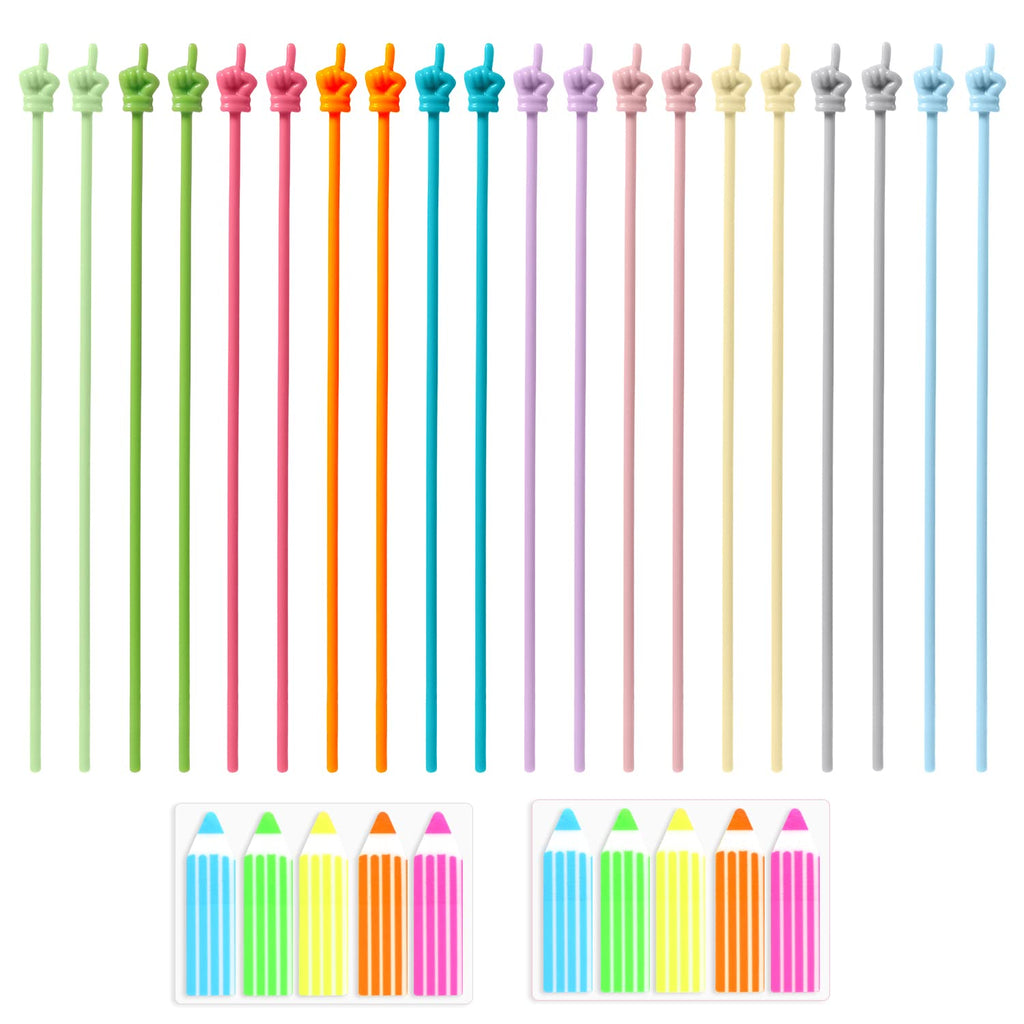  [AUSTRALIA] - 20pcs Mini Hand Pointers, Mini Pointer Finger with Adorable Adhesive Index Tabs for Reading Small Pointer Finger Sticks for Elementary Kindergarten Reading Teaching (Macaron Color)