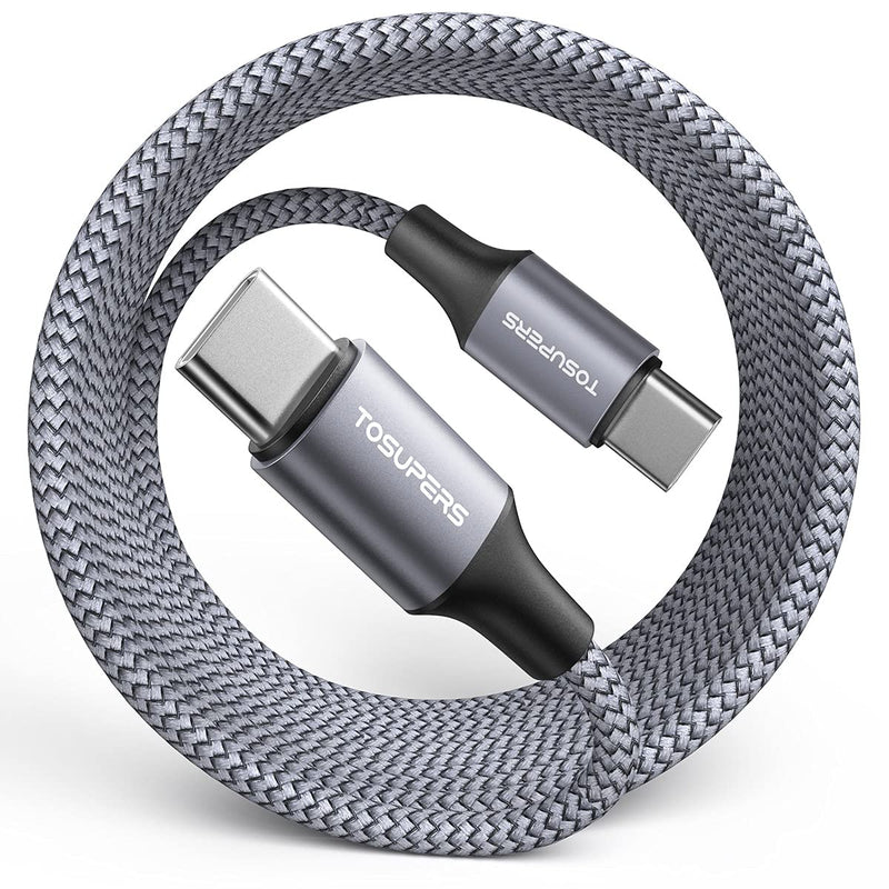  [AUSTRALIA] - 16ft Long USB C to USB C Cable 60W, PD Fast Charging Type C to Type C Charger Cord Nylon Compatible with Samsung Galaxy S21 S21+ S20 FE Note 20 Ultra Plus 5G, i Pad Pro 2020 2018,Pixel 5 4 3 XL,Switch 16ft Grey