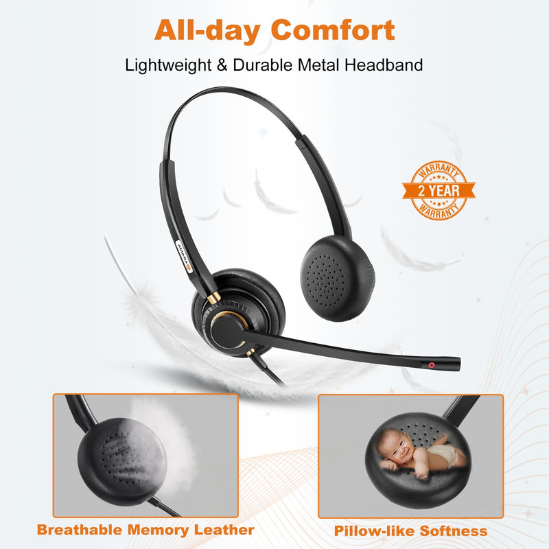  [AUSTRALIA] - Arama USB Headset with Microphone for PC Laptop,Stereo Computer Headphones with Microphone Noise Canceling & Volume Control，Wired Office Call Center Headset for Boom Skype Webinars