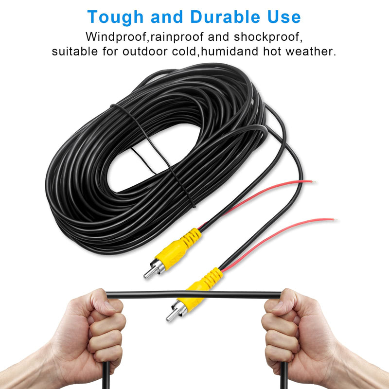  [AUSTRALIA] - LBW Premium Backup Camera RCA Video Cable, Car Reverse Rear View Parking Camera Video Cable with Detection Wire (33FT/10 Meters), RCA Video Cable for Monitor and Backup Rear View Camera Connection