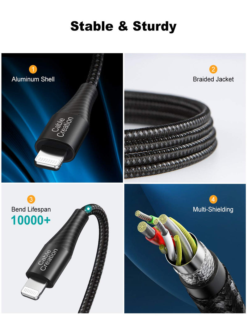  [AUSTRALIA] - CableCreation USB C to Lightning Cable (6FT/1.8M), iPhone 13 Charger [MFi Certified], Braided Type C to Lightning Cable Fast Charging Cord for iPhone 14,13, 12, 11, X, XS,8 Plus, AirPods Pro 6Ft