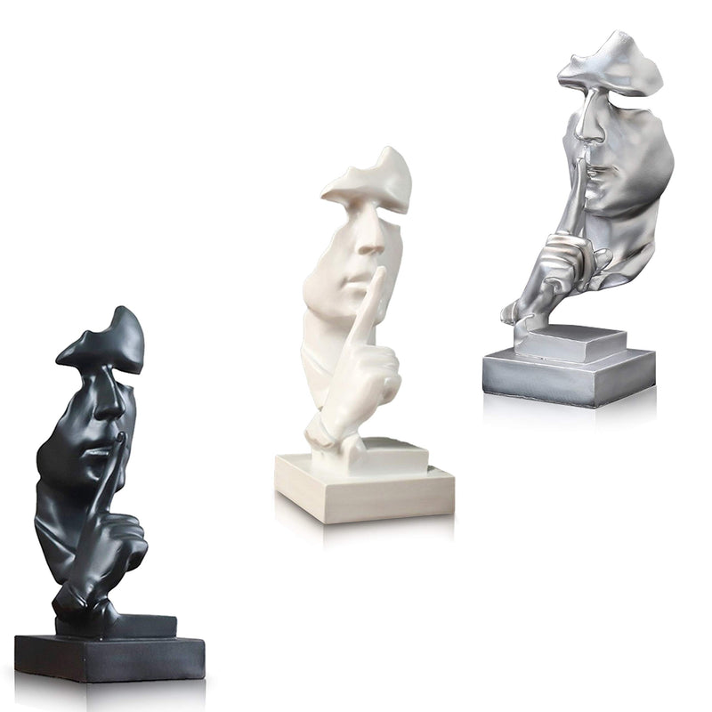  [AUSTRALIA] - Modern and Creative Silence Thinker of Men Statue Great Abstract Decorative Figurine Sculpture for Home and Living Room Decor Great for Office Or Desk (Black) Black