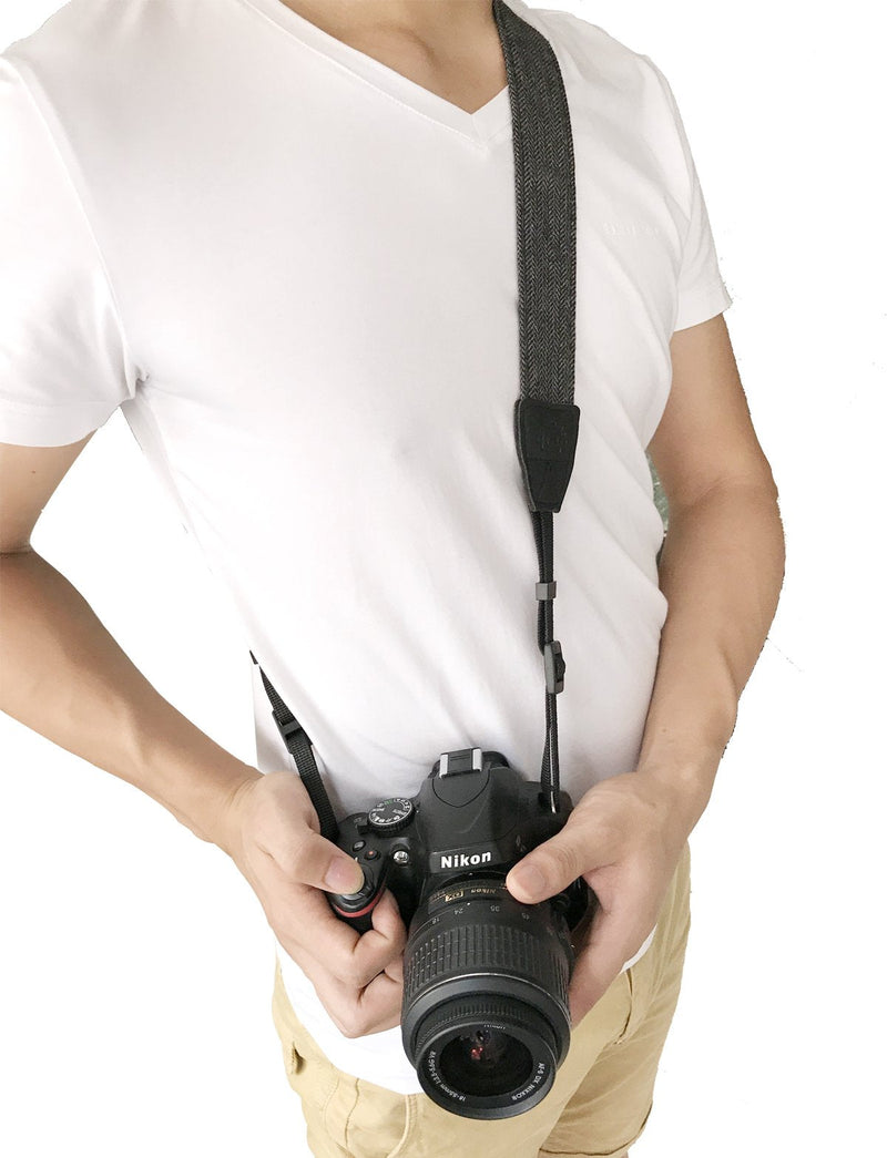  [AUSTRALIA] - Camera Strap Neck with Belt, Adjustable Vintage Camera Straps Floral Print for Women /Men,Camera Strap Belt for Nikon / Canon / Sony / Olympus / Samsung / Pentax ETC DSLR / SLR 75 Soft Black+hand Grip strap