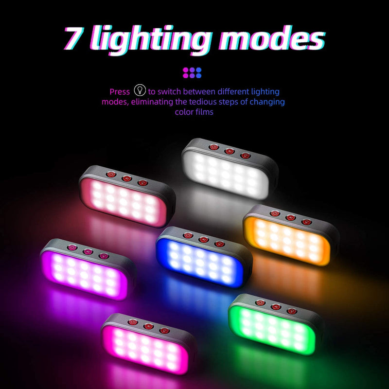  [AUSTRALIA] - Led Video Light Mini RGB Light Music Sound Control, 7 Colors Light Pocket Selfie Fill Light 360mah Rechargeable Battery for Phone Photos/Live Streaming/Zoom Calls/Video Shooting/Disco Party (1 Piece)