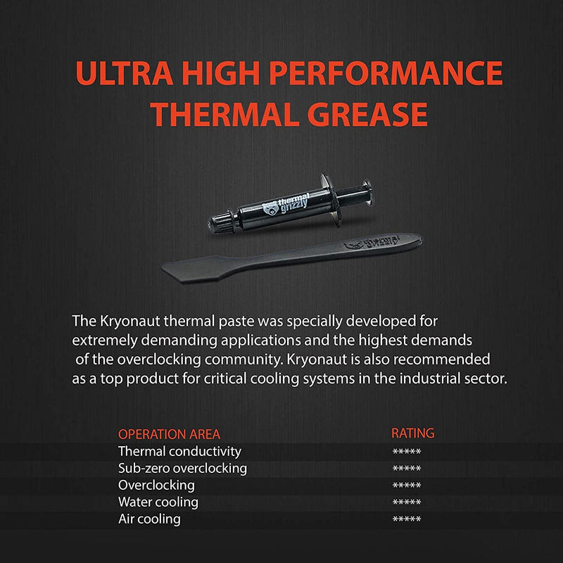  [AUSTRALIA] - Thermal Grizzly Kryonaut The High Performance Thermal Paste for Cooling All Processors, Graphics Cards and Heat Sinks in Computers and Consoles (1 Gram) 1 Gram