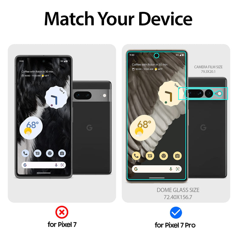  [AUSTRALIA] - [2 DOME GLASS +1 CAM PACKAGE] Whitestone Dome Glass Screen Protector for Google Pixel 7 Pro (2022), Full Tempered Glass Shield with Liquid Dispersion Tech [Easy to Install Kit] Smart Phone Screen Guard with Camera Film Protector - 2pack