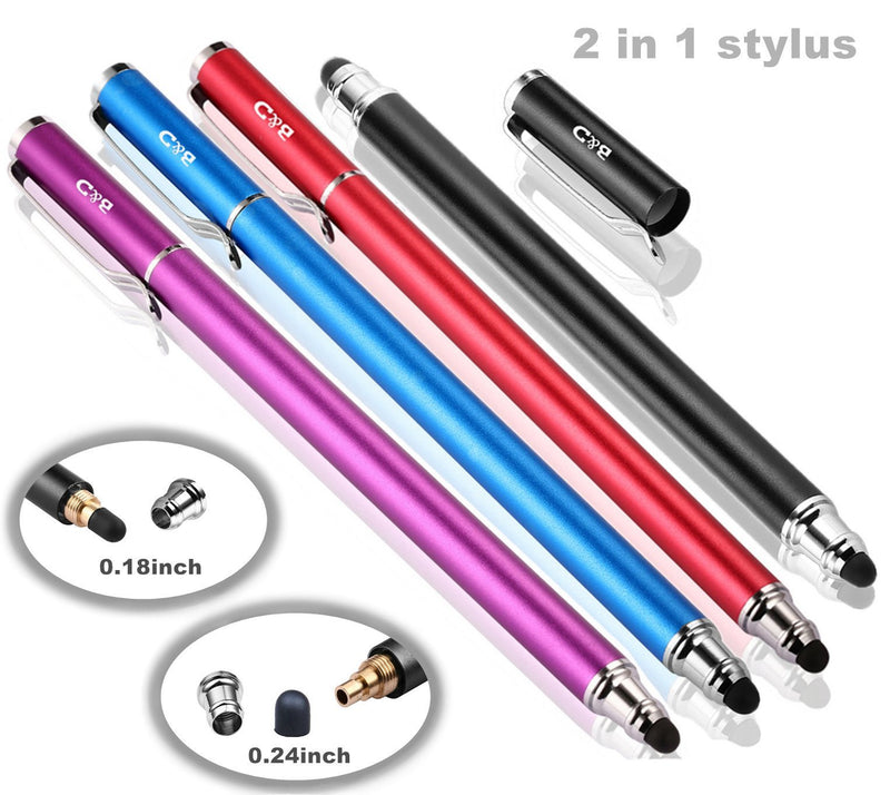 Bargains Depot 2 in 1 Capacitive Stylus(4 pcs) (1Black/Blue/Purple/Red) 1Black/Blue/Purple/Red - LeoForward Australia