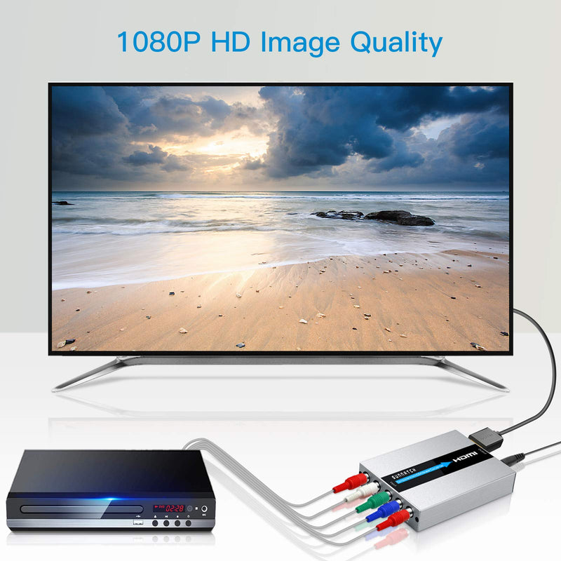  [AUSTRALIA] - SUNNATCH Component to HDMI Converter with Scaler Function, RGB to HDMI Converter, 5RCA YPbPr to HDMI Converter Adapter, Component in HDMI Out Converter(1080P, Aluminum)