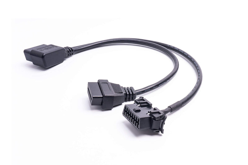  [AUSTRALIA] - Right Angle Universal OBD II OBD2 16pin Extension Splitter Y Cable 1 Male to 2 Female with Underdash Bracket for GPS