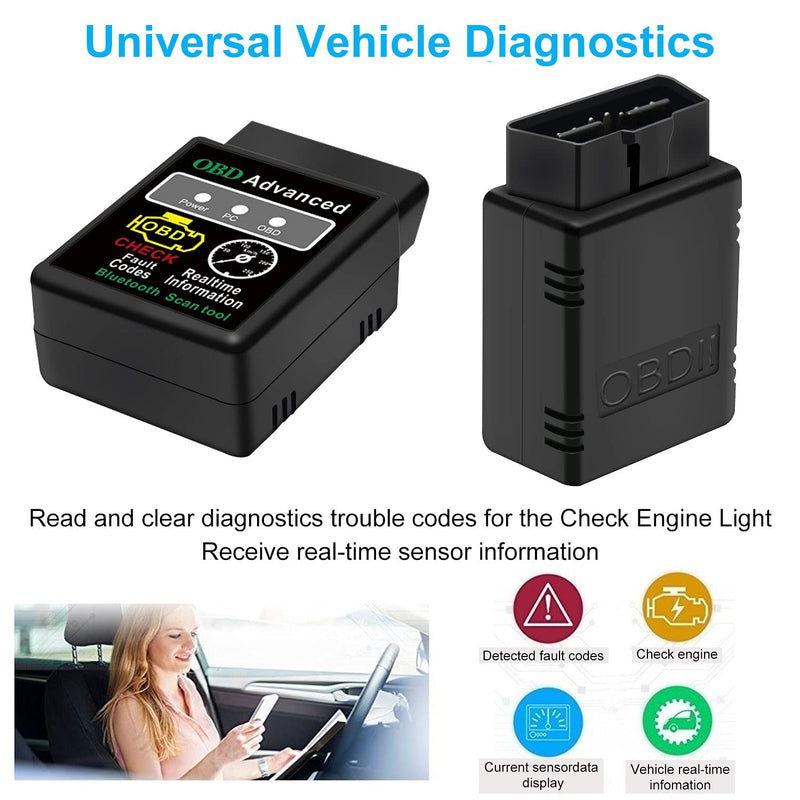 Friencity Bluetooth OBD2 Scanner Adapter, Wireless Diagnostic Code Reader OBD II Scan Tool Reset & Clear Check Car Engine Light, Compatible with Android & Windows, Support Torque Lite App, NOT for iOS Black - LeoForward Australia