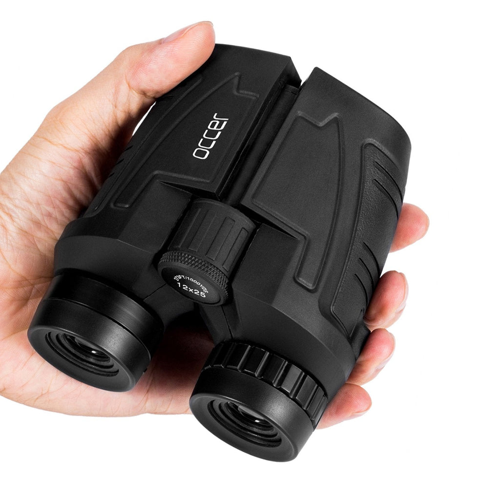  [AUSTRALIA] - occer 12x25 Compact Binoculars with Clear Low Light Vision, Large Eyepiece Waterproof Binocular for Adults Kids,High Power Easy Focus Binoculars for Bird Watching,Outdoor Hunting,Travel,Sightseeing Black