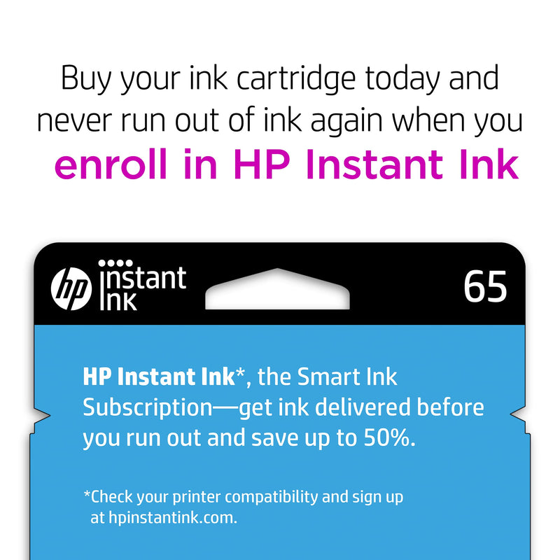 Original HP 65 Black Ink Cartridge | Works with HP AMP 100 Series, HP DeskJet 2600, 3700 Series, HP ENVY 5000 Series | Eligible for Instant Ink | N9K02AN 1 Pack - LeoForward Australia