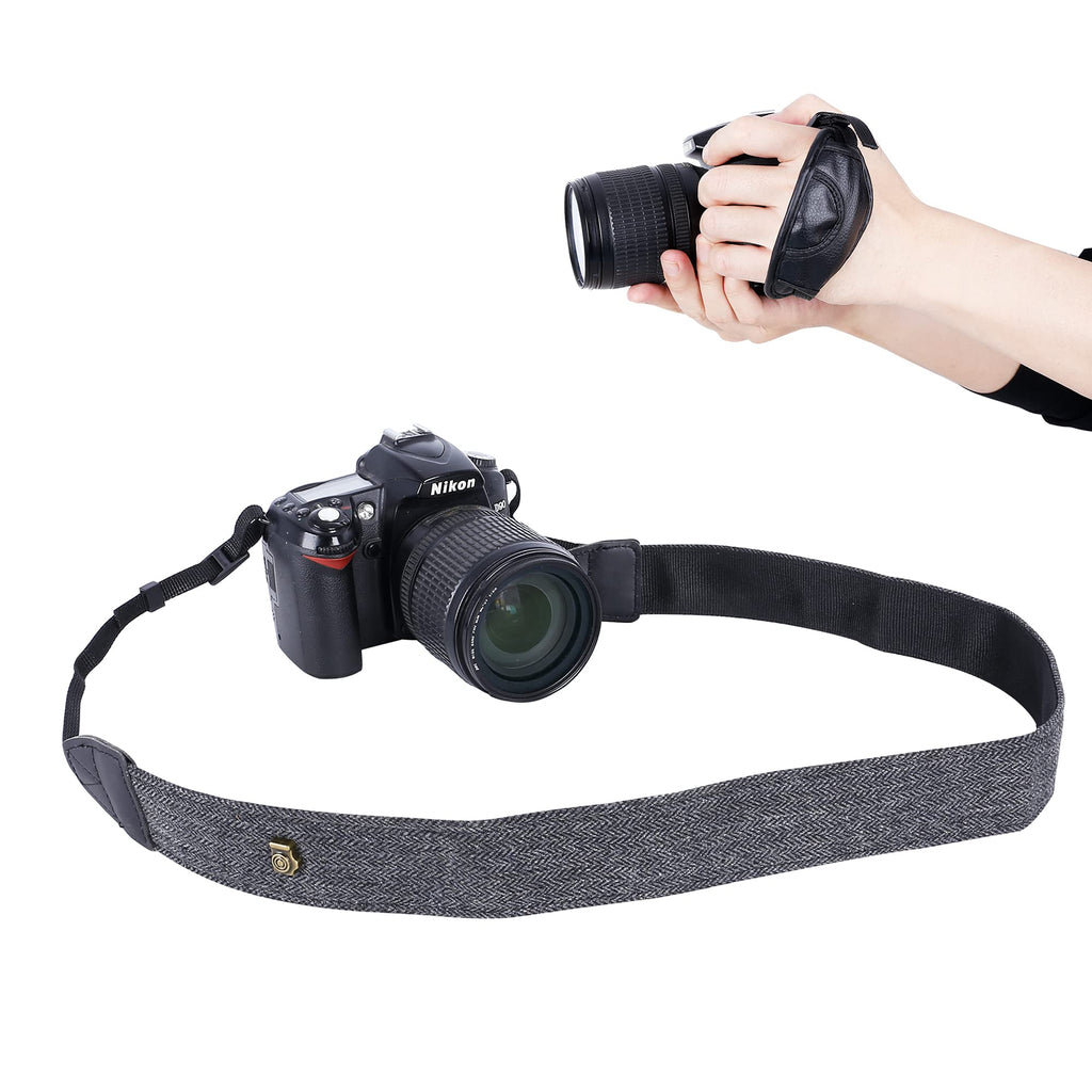  [AUSTRALIA] - Universal Camera Shoulder Neck Strap & Wrist Strap,Higher-end and Safer Camera Straps for Photographers Compatible with All DSLR Camera Nikon Canon Sony,Instant Camera,Mirrorless Camera(Black)