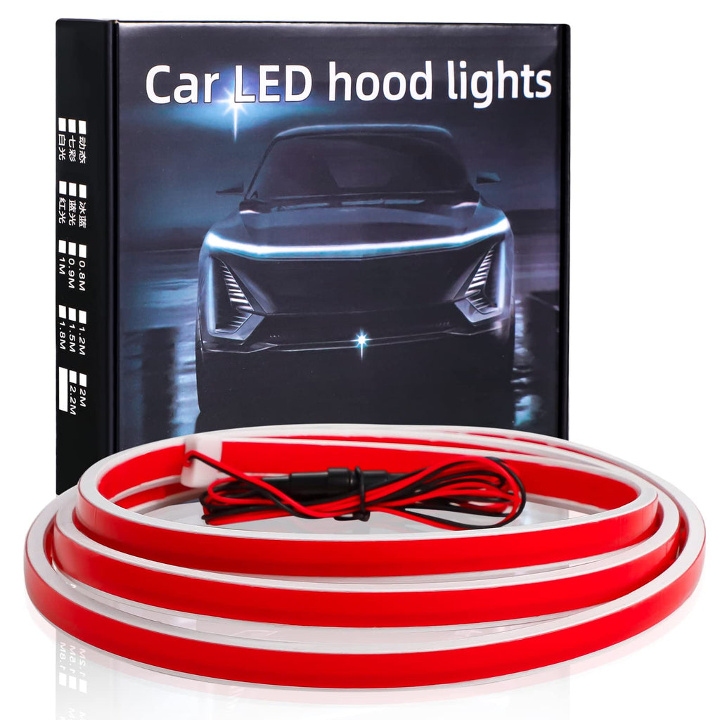  [AUSTRALIA] - HConce 71 Inches Car Hood Light Strip,Dynamic Car LED Strip Light,Exterior Flexible Daytime Running Light Strip for Car,Truck,SUV (White Light)