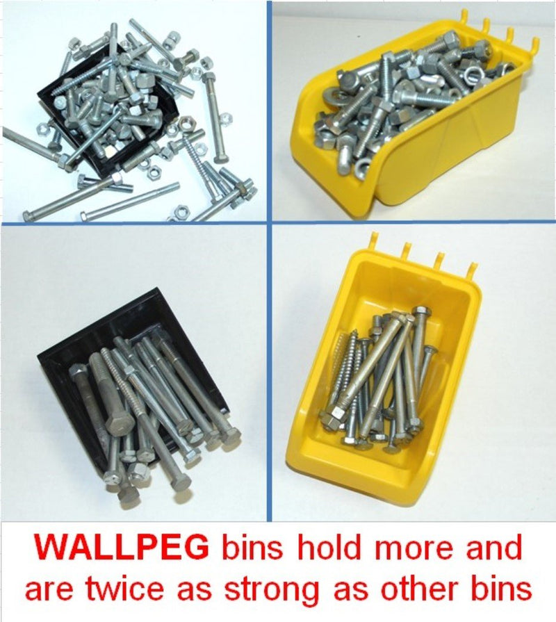 WallPeg Pegboard Bin Kit - Pegboard Parts Storage Craft Organizer Tool Peg Board Workbench Bins Accessories YELLOW LARGE (12) 12 - LeoForward Australia