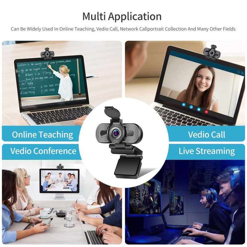  [AUSTRALIA] - Dericam Webcam, HD 1080P Webcam with Microphone, USB Webcam, Play and Plug Streaming Webcam for PC Desktop & Laptop,for Video Calling Streaming, Conference, Gaming, Online Classes (with Tripod) with tripod