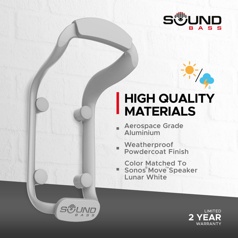  [AUSTRALIA] - Move Speaker Wall Mount Bracket, Weatherproof, Compatible with Sonos Move, Including Mounting Accessories, Lunar White