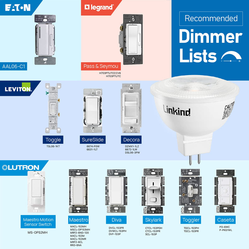  [AUSTRALIA] - Linkind Dimmable MR16 LED Light Bulbs, GU5.3 Bi-Pin Base 70W Equivalent Bulbs, 6.5W 3000K Soft White 640lm 40 Degree Beam Angle Spot Lights, Recessed, Tracking Lights, UL Listed, AC/DC 12V, 6 Packs Gu5.3-warm White 6 Count (Pack of 1)