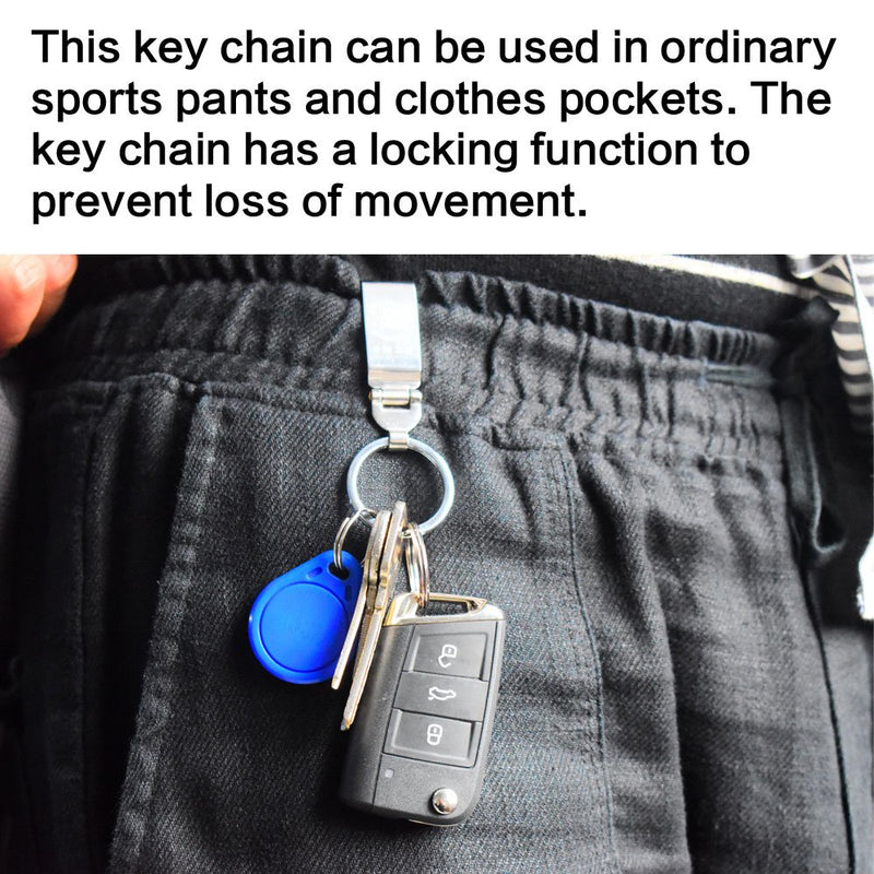 [1-Pack]Stainless Steel Keyring Security Belt Clip Key Chain,Used in Sports Pants, Clothes Pockets,Belt,Simple, Elegant, Durable Multi-Ring Key Holder - Useful Keychain (1) - LeoForward Australia