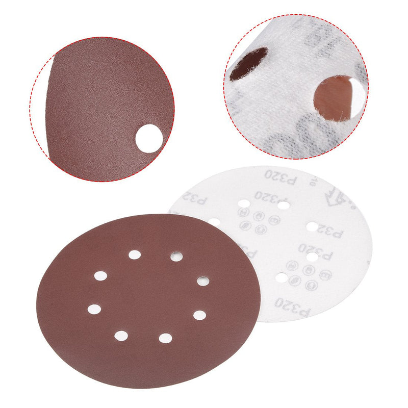  [AUSTRALIA] - uxcell 10Pcs 7 Inch 8 Hole Hook and Loop Sanding Disc 320 Grit Flocking Sandpaper Random Orbital Sander Paper