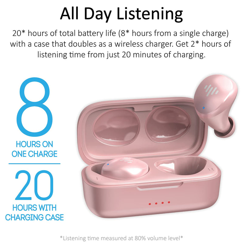 iLuv TB100 Wireless Earbuds, Bluetooth in-Ear True Cordless with Hands-Free Call MEMS Microphone IPX6 Waterproof Protection, Includes Compact Charging Case and 4 Ear Tips, Rose Gold - LeoForward Australia