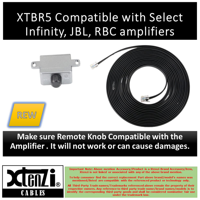  [AUSTRALIA] - Xtenzi Amplifier Bass Volume Knob Control Remote XTBR5-BL Compatible with Select Infinity JBL RBC BassPro