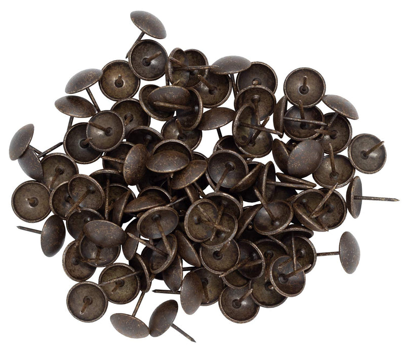  [AUSTRALIA] - ComfortStyle Premium Upholstery Tacks, Nailhead Decorative Trim for Furniture, 5/8" Diameter, 100 Nails (Dark Antique Brass) Dark Antique Brass