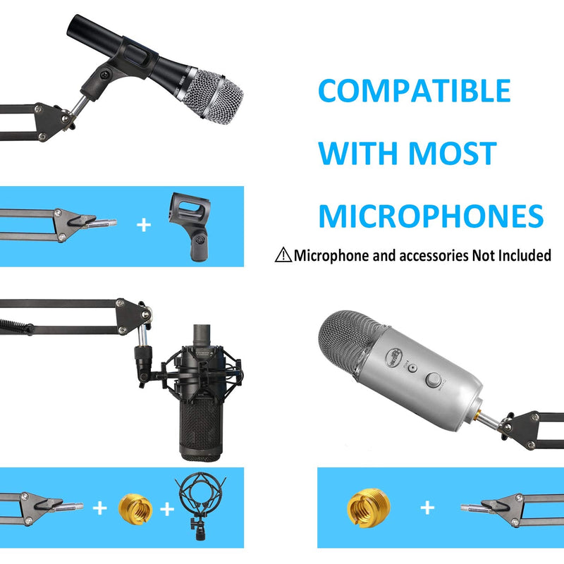  [AUSTRALIA] - YOUSHARES AT2020 Mic Stand with Pop Filter - Microphone Boom Arm Stand with Foam Windscreen for AT2020 USB + AT2035 Condenser Microphone