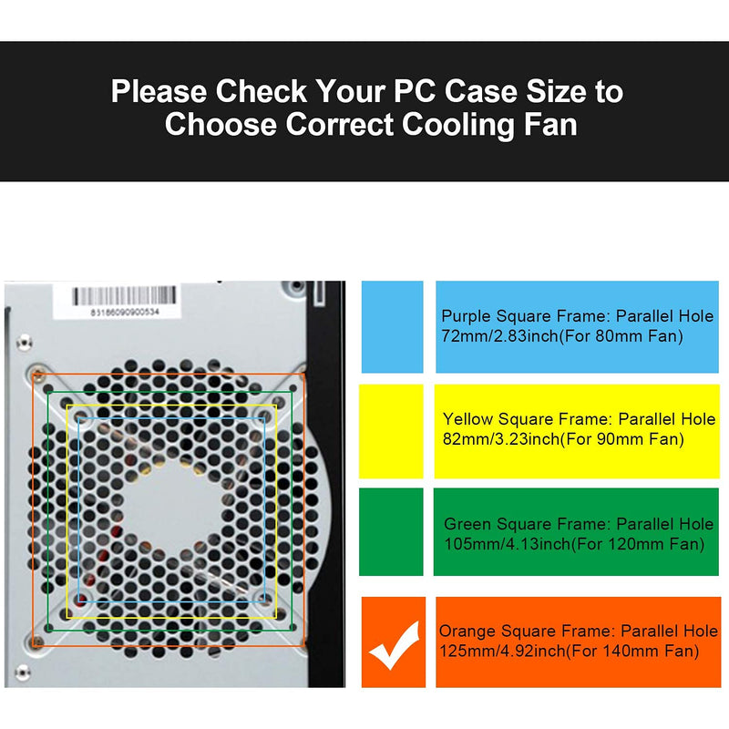  [AUSTRALIA] - 140mm Case Fan Quiet High Performance PC Fan 140mm Standard Case Fan 3pin 4pin Molex Connector 12V DC Computer PC CPU Case Fan 1000RPM 2-Pack 140mm Fan 2-Pack