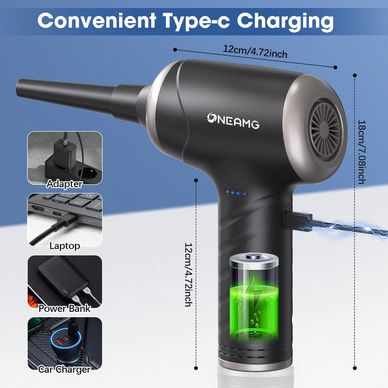  [AUSTRALIA] - 【Upgrade】Compressed Air Duster -160000RPM, Electric air Duster 3 Gear Adjustable, Compressed Air Blower Rechargeable Dust Remover with LED Light, Cordless air Blower for Computer Keyboard Cleaner Kit