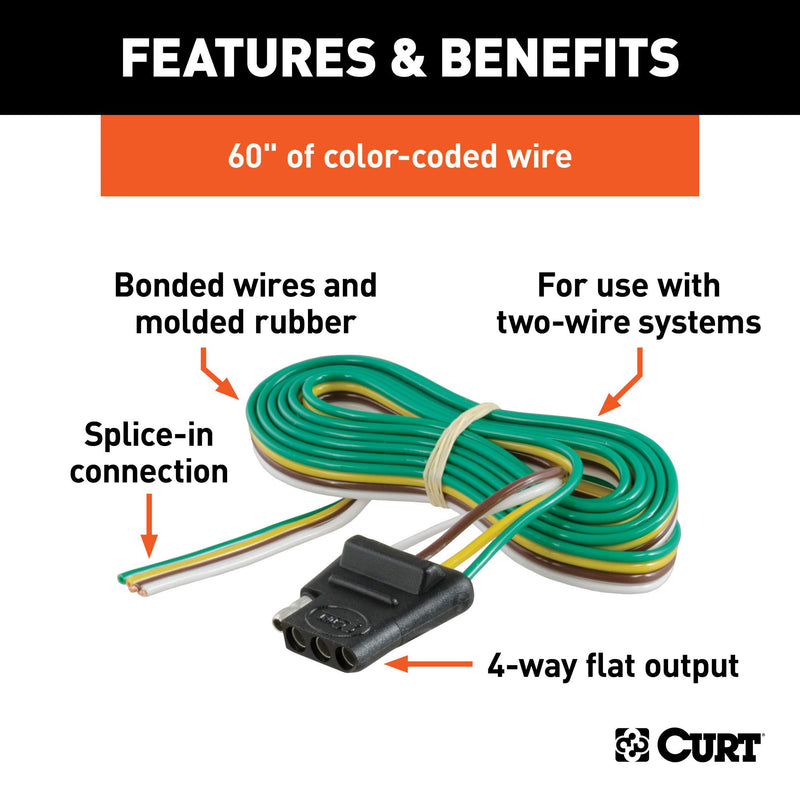  [AUSTRALIA] - CURT 58040 Vehicle-Side 4-Way Trailer Wiring Harness with 60-Inch Wires, 4-Pin Trailer Wiring