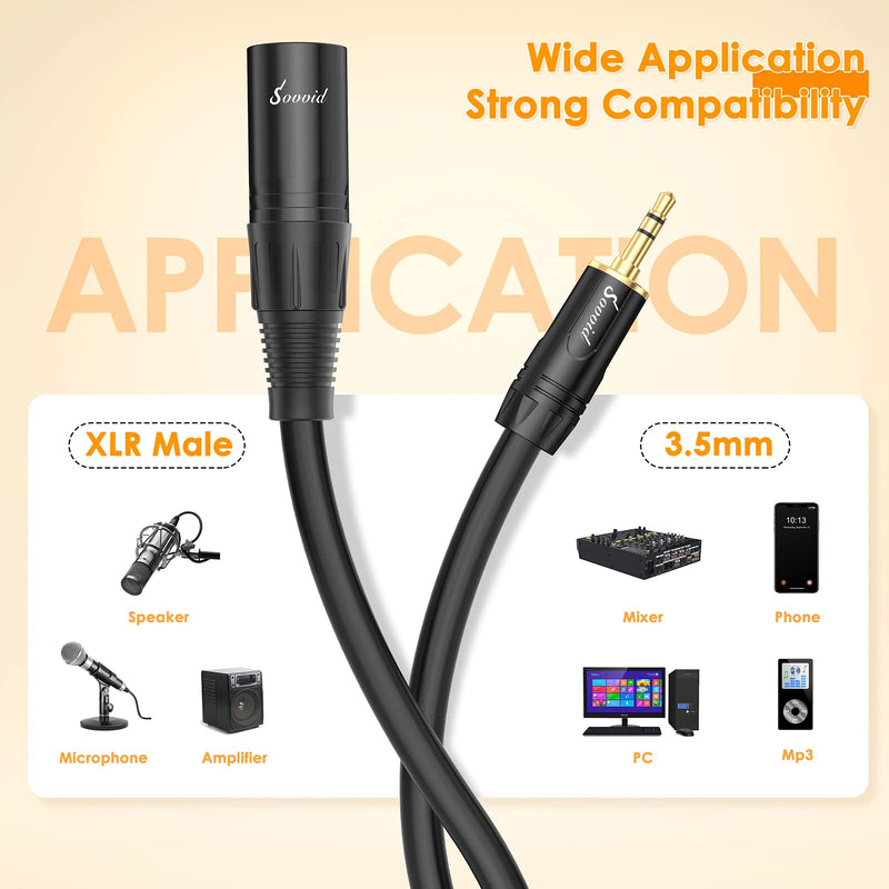  [AUSTRALIA] - Sovvid XLR Cable to 1/8Inch 3.5mm, 10FT Male to XLR Male Microphone Cable Cord Professional TRS Stereo Balanced Cable for iPhone iPad Tablet Laptop and More Black