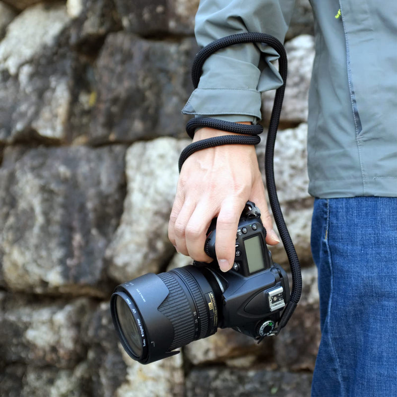  [AUSTRALIA] - Camera Strap Rope,Camera Strap Compatible with Leica Sony Canon Fuji Nylon Rope Camera Strap SLR DSLR Mirrorless Cameras 100cm Black