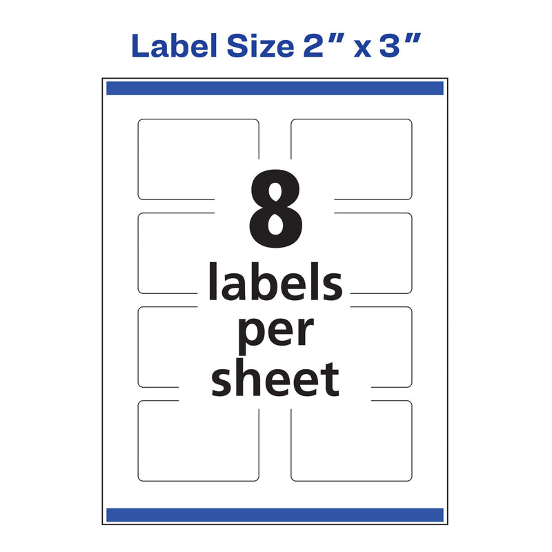Avery Rectangle Labels with Sure Feed, 2" x 3", 80 Glossy White Labels (36461) 80 Labels - LeoForward Australia