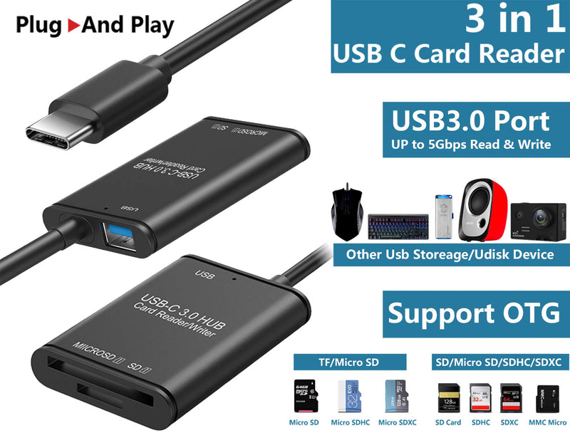 USB C to SD Card Reader/Writer/OTG Adapter USB 3.0 , Micro SD Memory Card Reader,Type C to SD Card Reader Adapter Capacity for MacBook Camera Android Windows Linux Vista and Other Type C Device - LeoForward Australia