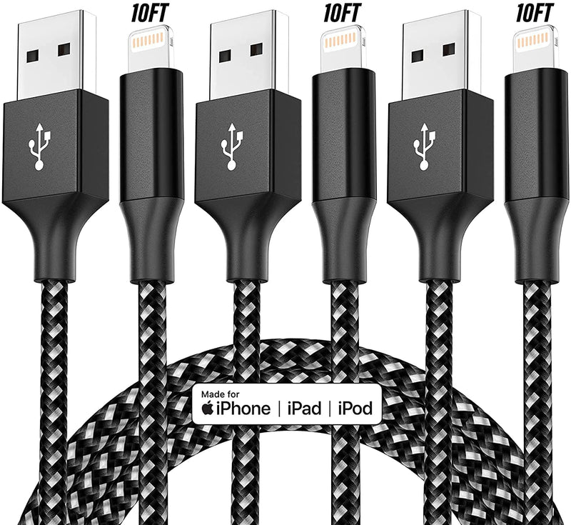  [AUSTRALIA] - [Apple MFi Certified] iPhone Charger 3Pack 10FT Nylon Braided Lightning Cable Fast Charging iPhone Charger Cord Compatible with iPhone 13 12 11 Pro Max XR XS X 8 7 6 Plus SE and More