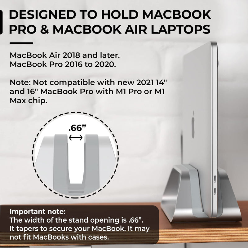  [AUSTRALIA] - HumanCentric Vertical Laptop Stand for MacBook, Compatible with MacBook Pro Stand, MacBook Air Stand, Laptop Holder for Apple Laptop Desk Stand, Aluminum Laptop Vertical Stand, Silver MacBook Stand