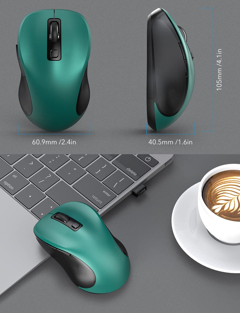  [AUSTRALIA] - Wireless Mouse for Laptop, Trueque 2.4G Ergonomic Computer Mouse with 3 Adjustable DPI Levels, Page Up & Down Buttons, USB Mouse for Chromebook, PC, Desktop, Notebook, MacBook (Green) Green