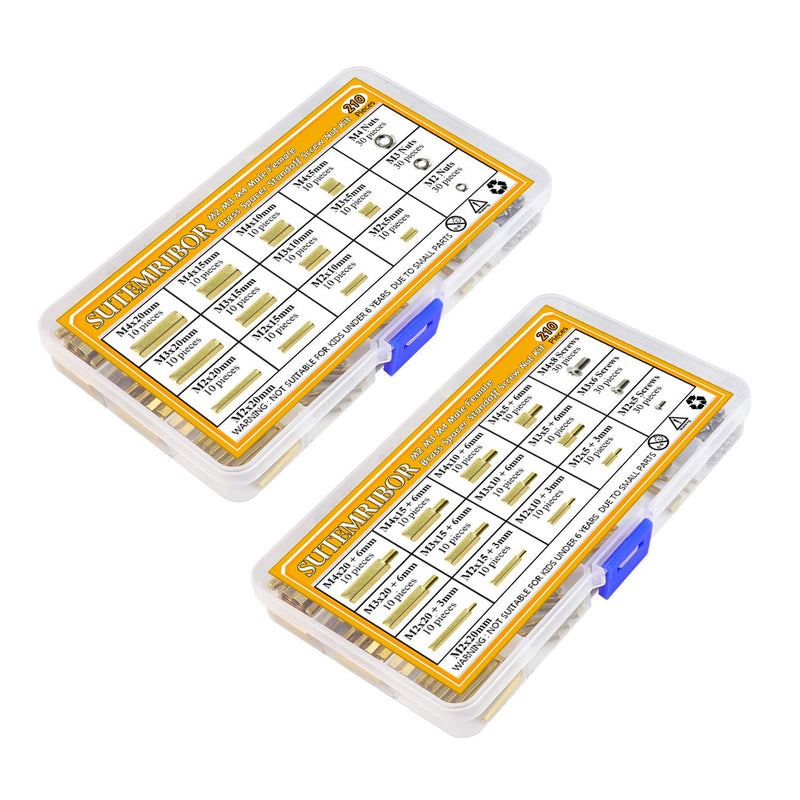 Sutemribor 420PCS M2 M3 M4 Male Female Hex Brass Spacer Standoff Screw Nut Assortment Kit - LeoForward Australia