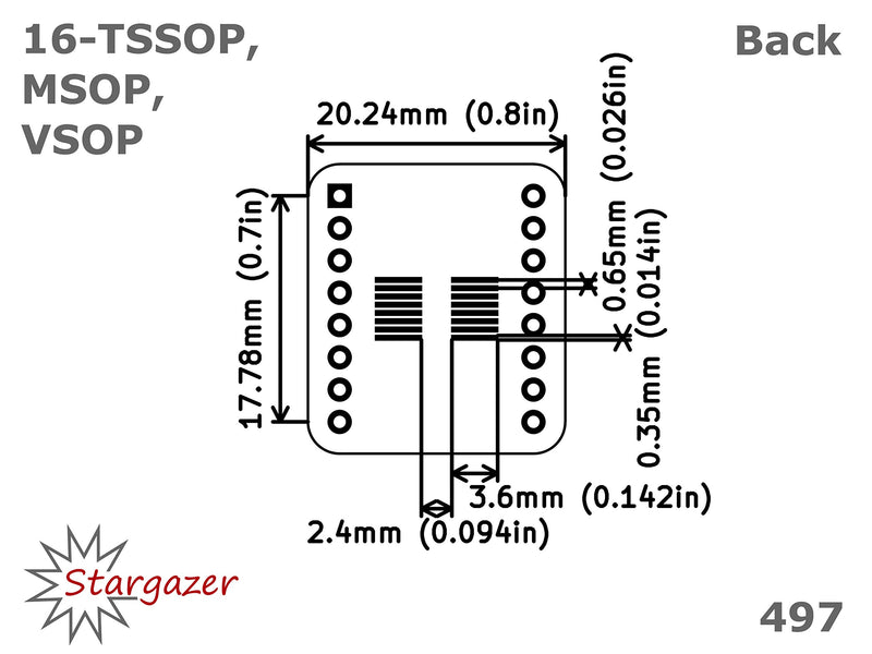 Stargazer SMD to DIP Breakout for SOIC-16, TSSOP-16, MSOP-16, and VSOP-16 with Gold Plated Headers [5 Pack] - LeoForward Australia