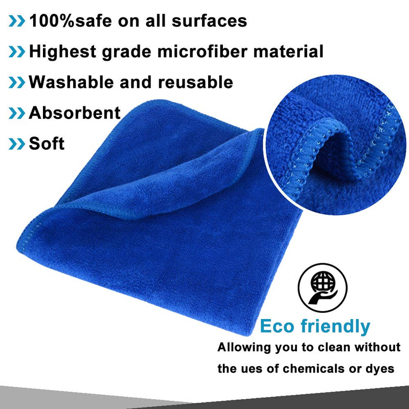  [AUSTRALIA] - Sinland Microfiber Facial Cloths Fast Drying Washcloth 12inch x 12inch (Pack of 2, Blue) Pack of 2