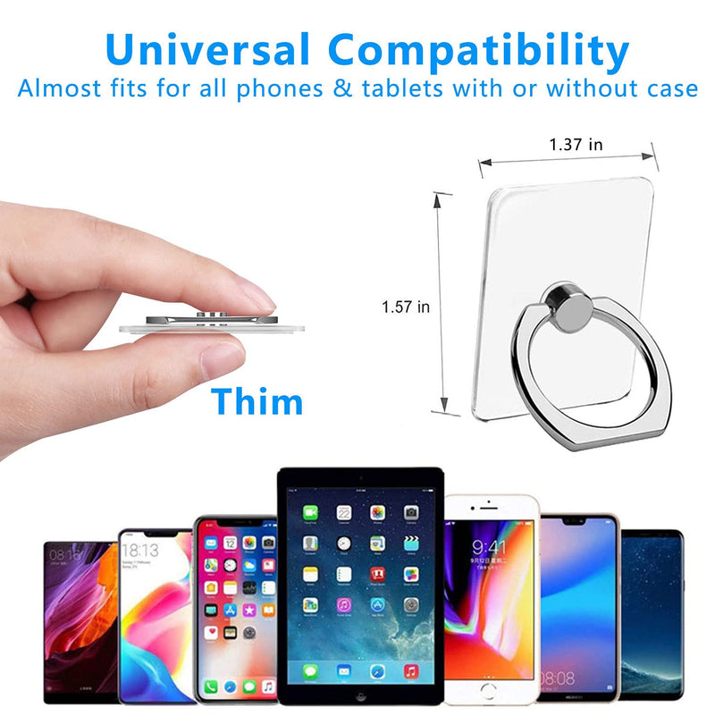  [AUSTRALIA] - VOVIGGOL Cell Phone Ring Holder Stand 5 Pack，Transparent Phone Ring Holder Finger Kickstand 360° Degree Rotation Clear Phone Ring Grip Compatible iPhone Cellphone Phone Case(Square)
