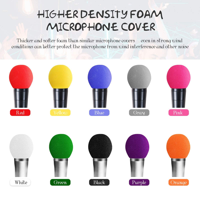  [AUSTRALIA] - 40 Pieces Thick Handheld Stage Microphone Windscreen Foam Cover Karaoke DJ, 10 Color