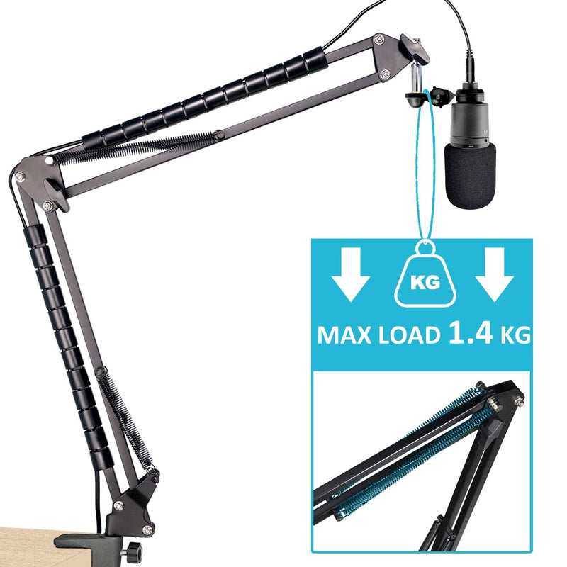  [AUSTRALIA] - AT2020 Mic Boom Arm Stand with Pop Filter, Compatible with Audio-Technica AT2020, Audio-Technica AT2020V USB Microphone with Cable Sleeve by SUNMON Mic Stand with Pop Filter and Cable Sleeve