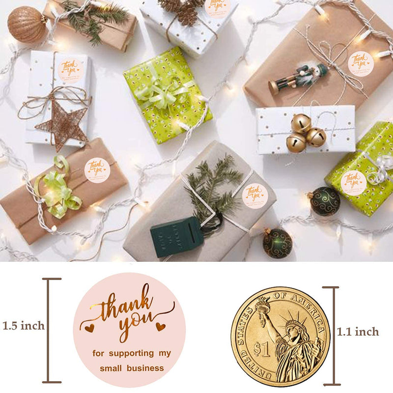  [AUSTRALIA] - 1.5'' Thank You for Supporting My Small Business Stickers 500 PCS 4 Design Font Pink Foil Thank You Stickers Rolls for Greeting Cards Flower Bouquets Self-Adhesive Labels for Gift Wraps