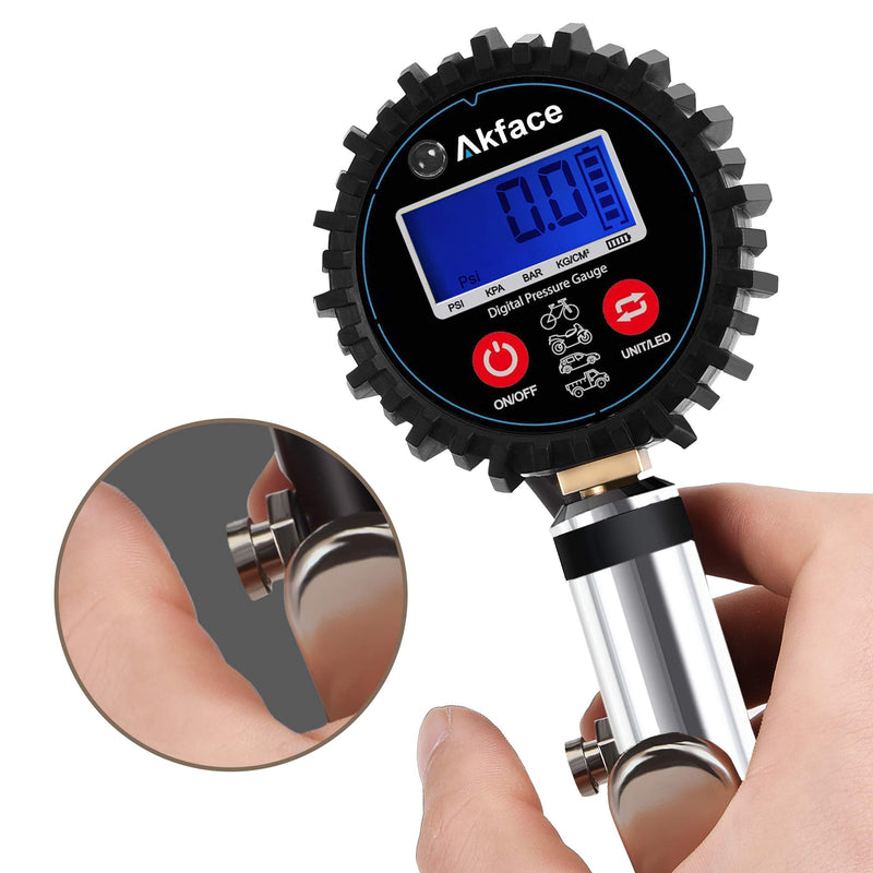 Akface Digital Tire Inflator with Pressure Gauge,Compressor Accessories with Led Display for 0.1 Display Resolution,Rubber Hose,250 PSI Air Chuck,Heavy Duty Steel Trigger,1/4" NPT Quick Connector - LeoForward Australia